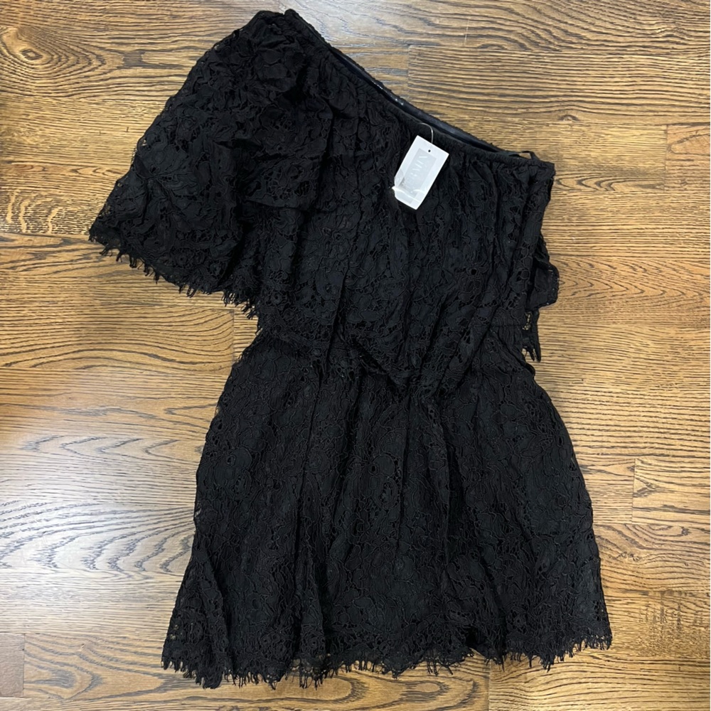 Alexis Lace One Shoulder Mini Dress
